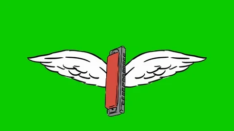 Harmonica - animation - wings - green sc... | Stock Video | Pond5