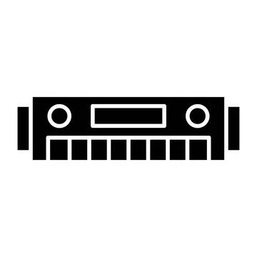 Harmonica Glyph Icon Stock Illustration