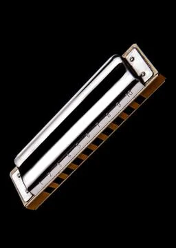 Harmonica Isolated on Black Background Stock Photos