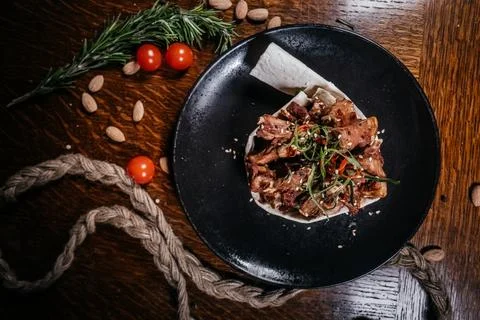 A harmonious blend of rustic charm and culinary elegance is showcased in this Stock Photos