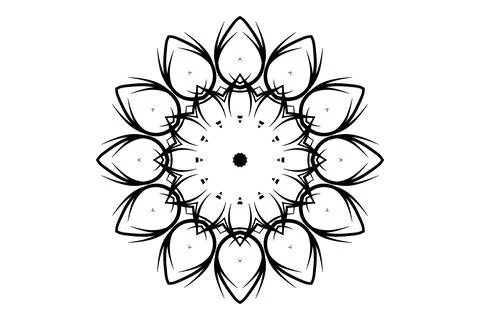 Harmonious Circular Mandala Monochrome Art Design Stock Illustration