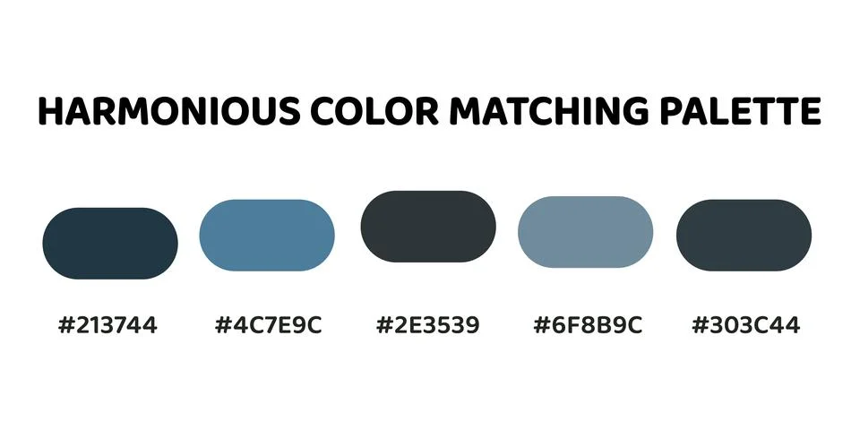 This harmonious color palette blends deep blue tones with rich greys for a .. Stock Illustration