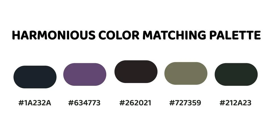 This harmonious color palette features deep. It offers a sophisticated, mod.. Stock Illustration