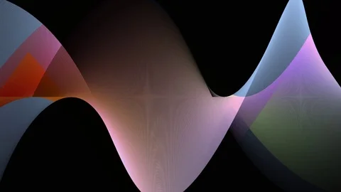 Harmonious interwoven multi-colored ribbons on a black background Stock Footage 79594250
