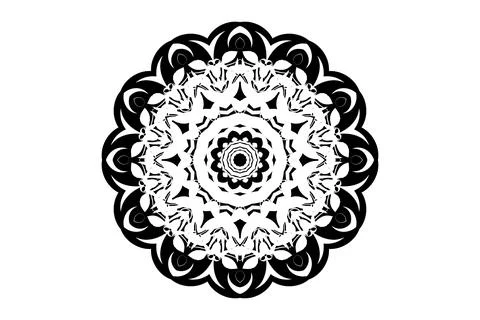 Harmonious Mandala Black White Circle Art Design 스톡 일러스트