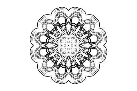 Harmonious Mandala Black White Circle Art Design Иллюстрация