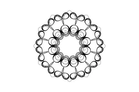 Harmonious Mandala Black White Circle Art Design Иллюстрация