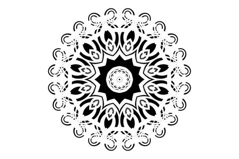 Harmonious Mandala Black White Circle Art Design Stock Illustration