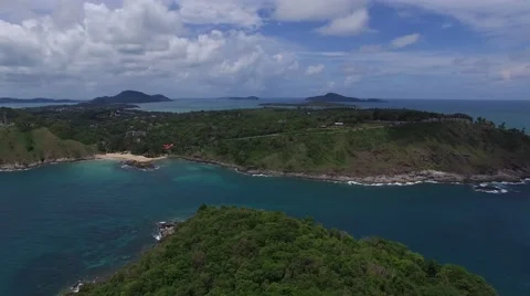 Harmonious oceanview &amp; cloudy sky, from a pilotless aircraft Stock Footage 66418527