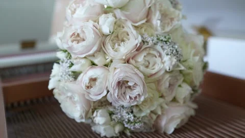 Harmonious Union: Wedding Rings and Bride's Bouquet on Piano Stock Footage 219438745