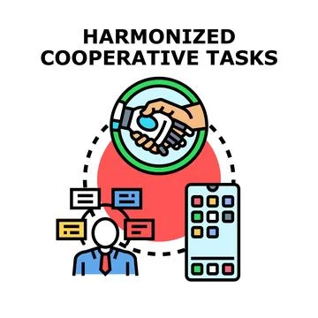 Harmonized cooperative tasks digital collaboration icon Stock Illustration