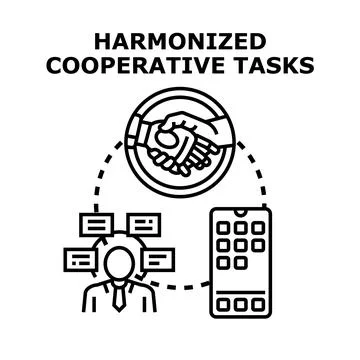 Harmonized cooperative tasks digital collaboration icon Stock Illustration