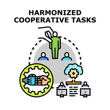 Harmonized cooperative tasks facilitating team collaboration strategy Stock Illustration