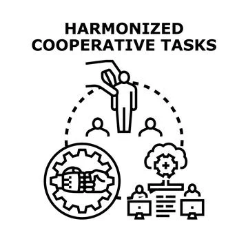 Harmonized cooperative tasks facilitating team collaboration strategy Stock Illustration