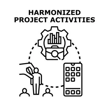 Harmonized project activities managing business team workflow イラスト素材