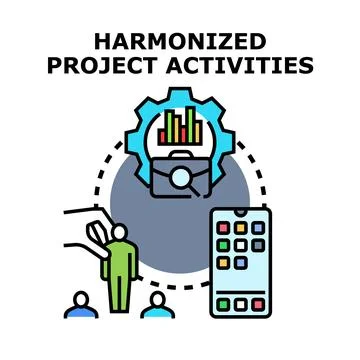 Harmonized project activities managing business team workflow イラスト素材