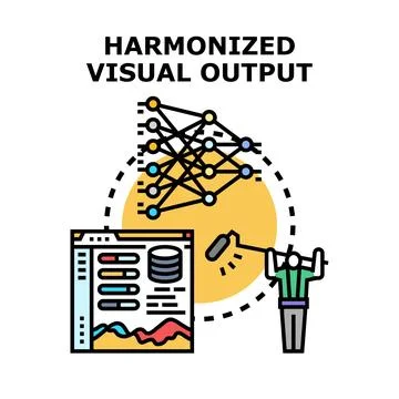 Harmonized visual output for data analysis and creation Stock Illustration