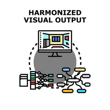 Harmonized visual output from digital data processing 库存插图