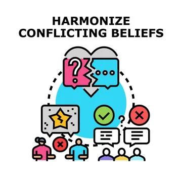 Harmonizing conflicting beliefs and differing opinions Stock Illustration