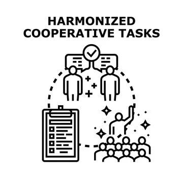 Harmonizing cooperative work tasks and team collaboration Stock Illustration