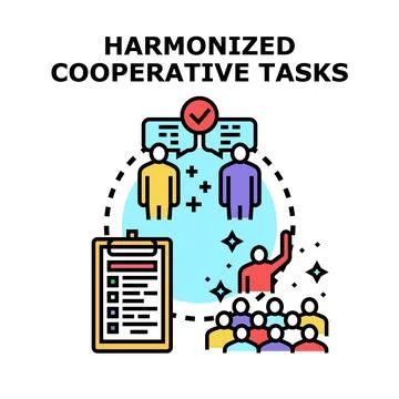 Harmonizing cooperative work tasks and team collaboration Stock Illustration