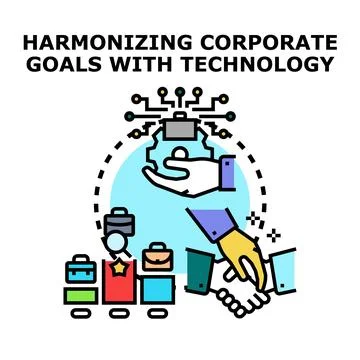 Harmonizing corporate goals with modern technology solutions Stock Illustration