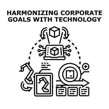 Harmonizing corporate goals with modern technology integration Stock Illustration