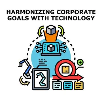 Harmonizing corporate goals with modern technology integration Stock Illustration