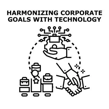 Harmonizing corporate goals with modern technology solutions Stock Illustration