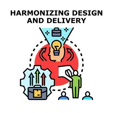 Harmonizing design and delivery process developing product Stock-Illustration