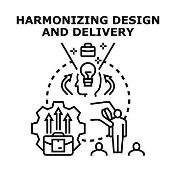 Harmonizing design and delivery process developing product Stock Illustration