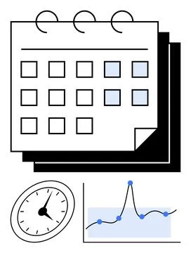 Harmonizing Time Management Calendar, Clock, and Data Visualization for Str.. 스톡 일러스트