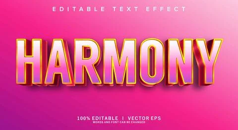 Harmony 3d vector text effect with modern style design Stock Illustration