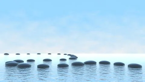 Harmony concept. pebble path on water Stock Illustration
