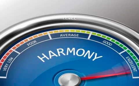 Harmony conceptual 3d illustration meter indicator Stock Illustration