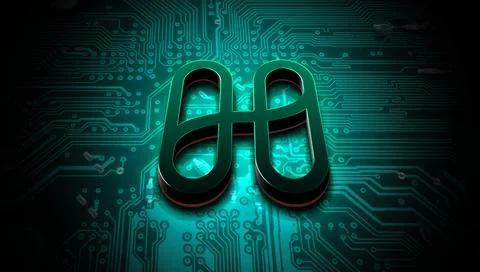 Harmony cryptocurrency coin on colorful background, cryptocurrency concept Stock Illustration