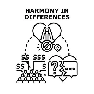 Harmony in differences and business cooperation concept Stock Illustration