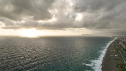 Harmony of Elements: Aerial Perspective of Textured Winter Sea Stock Footage 242615977