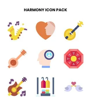 Harmony Flat Graphics Icons Pack Stock Illustration