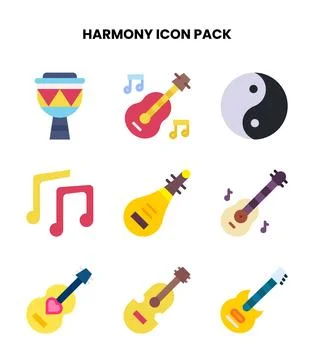Harmony Flat Graphics Icons Pack Stock Illustration