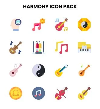 Harmony Flat Scalable Icons Pack Stock Illustration