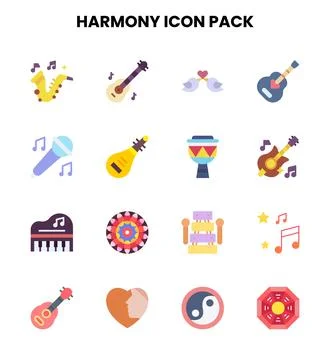 Harmony Flat Set Icons Pack Stock Illustration