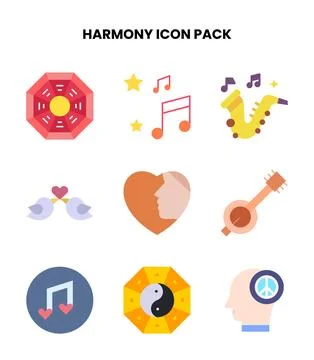 Harmony Flat Set Icons Pack Stock Illustration