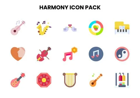 Harmony Flat Vector Icons Pack Stock Illustration