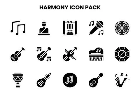 Harmony Glyph Design Icons Pack Stock Illustration