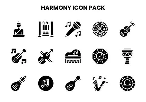 Harmony Glyph Vector Icons Pack 스톡 일러스트