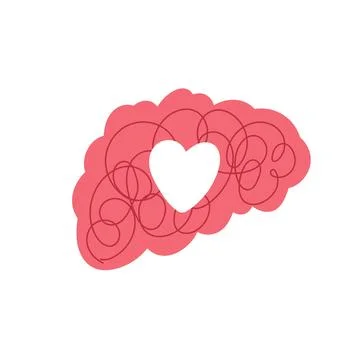 Harmony of heart and mind. Brain and heart together. Flat vector illustration Stock Illustration