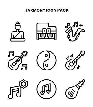 Harmony Line Collection Icons Pack Stock Illustration