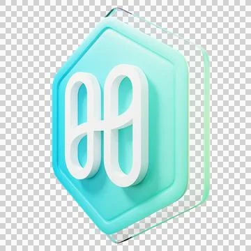 Harmony (ONE) Badge Right View Crypto Isolated On White Background Blockchain Stock Illustration