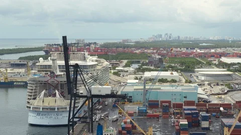 Harmony of the Seas docked at terminal after returning to Port Everglades Stock-Footage 117743468